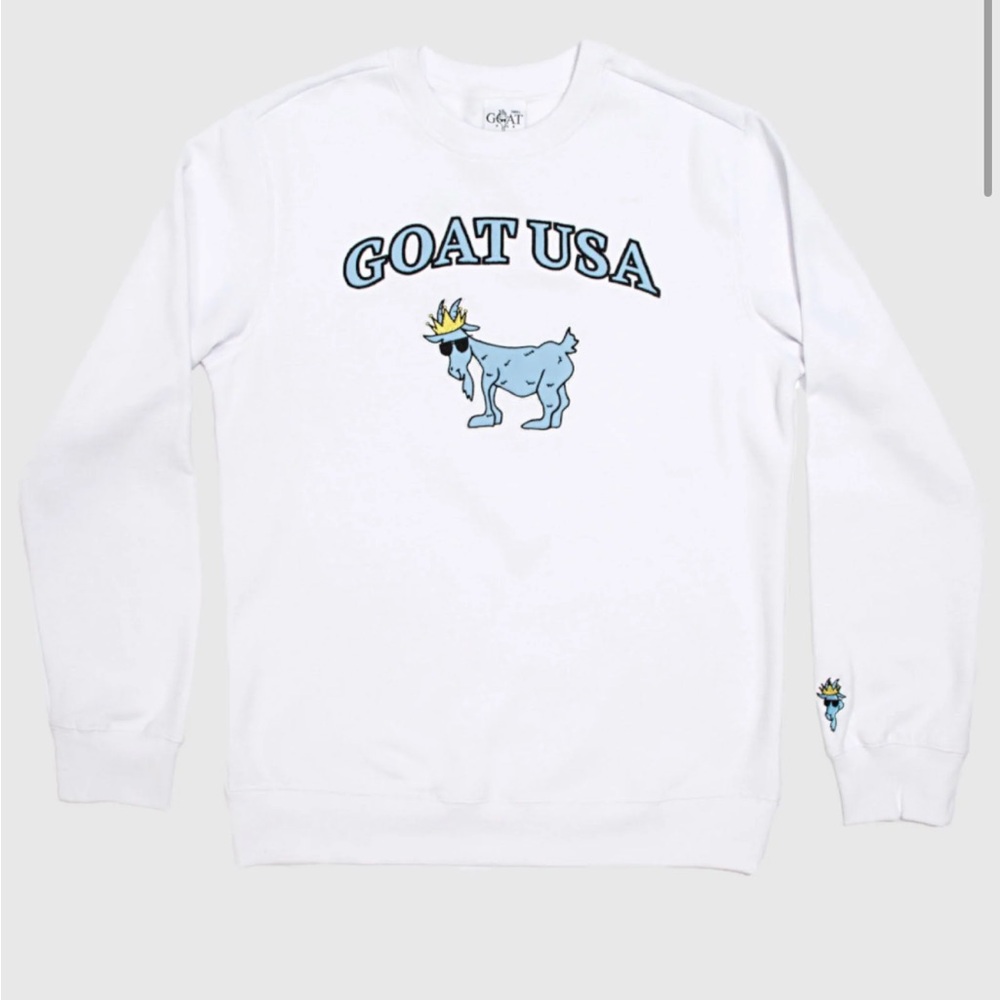 GOAT USA White and Blue Crewneck Sweatshirt